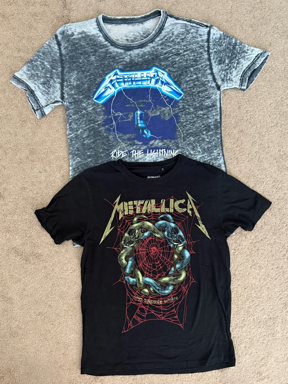 Metallica Short-Sleeve Tee - Black, Grey Ride the Lightning The Struggle Within